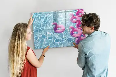 Magnetic glass dry erase board inflatable flamingo design