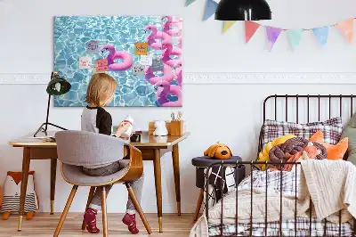 Magnetic glass dry erase board inflatable flamingo design