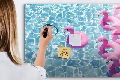 Magnetic glass dry erase board inflatable flamingo design