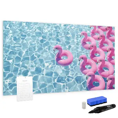 Magnetic glass dry erase board inflatable flamingo design