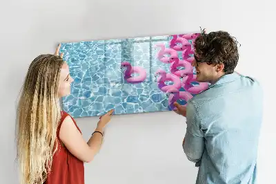 Magnetic glass dry erase board inflatable flamingo design