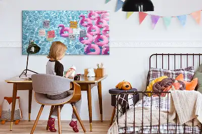 Magnetic glass dry erase board inflatable flamingo design