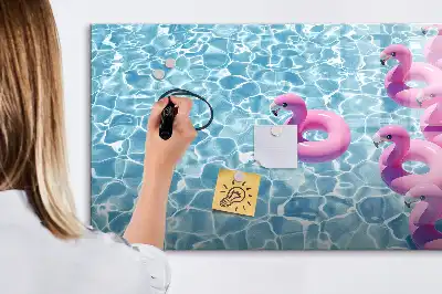 Magnetic glass dry erase board inflatable flamingo design