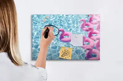 Magnetic glass dry erase board inflatable flamingo design
