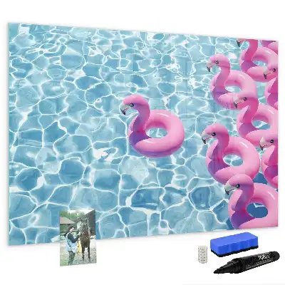 Magnetic glass dry erase board inflatable flamingo design