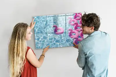 Magnetic glass dry erase board inflatable flamingo design