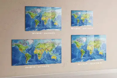 Magnetic glass dry erase board with world map print