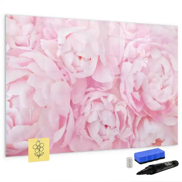 Magnetic glass dry erase board with blooming flowers print