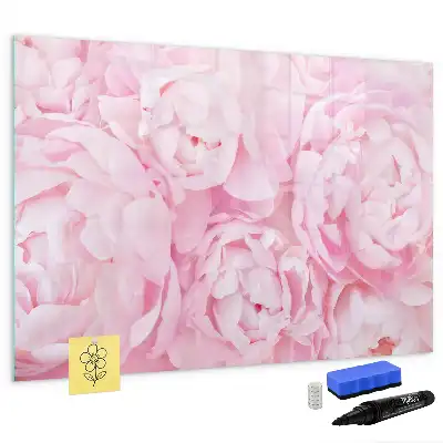 Magnetic glass dry erase board with blooming flowers print