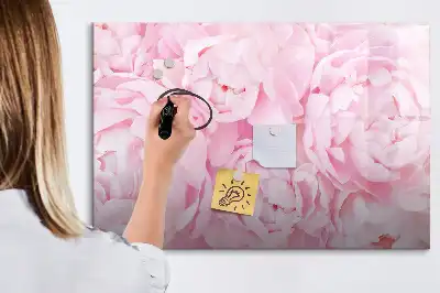 Magnetic glass dry erase board with blooming flowers print