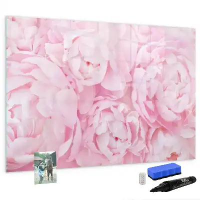 Magnetic glass dry erase board with blooming flowers print