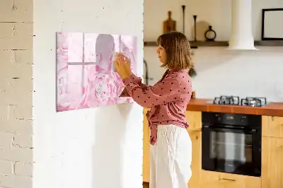 Magnetic glass dry erase board with blooming flowers print