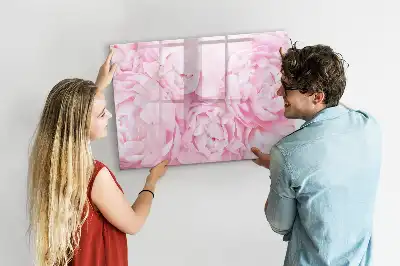 Magnetic glass dry erase board with blooming flowers print