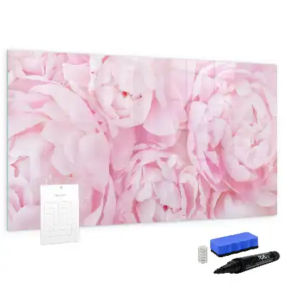 Magnetic glass dry erase board with blooming flowers print