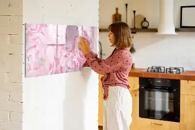 Magnetic glass dry erase board with blooming flowers print