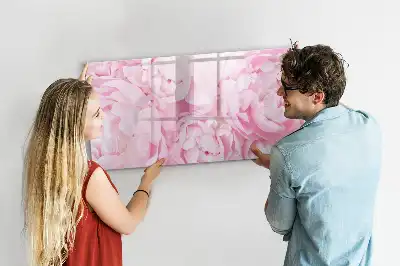 Magnetic glass dry erase board with blooming flowers print