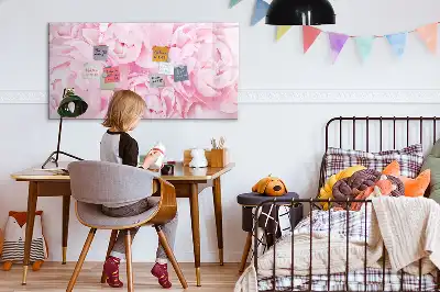 Magnetic glass dry erase board with blooming flowers print