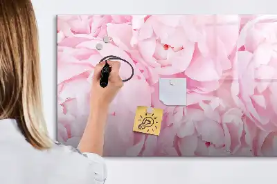 Magnetic glass dry erase board with blooming flowers print