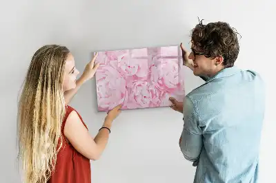 Magnetic glass dry erase board with blooming flowers print