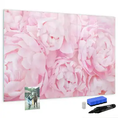 Magnetic glass dry erase board with blooming flowers print