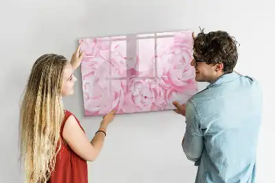 Magnetic glass dry erase board with blooming flowers print