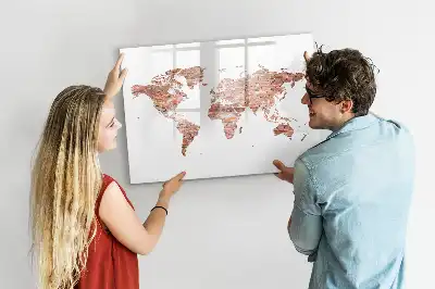 Magnetic marker board with old map on brick print