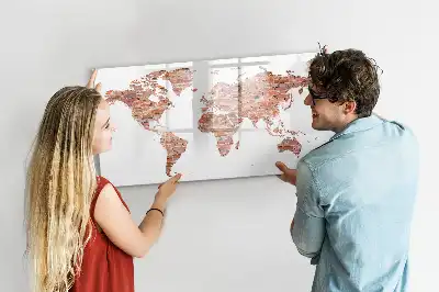 Magnetic marker board with old map on brick print