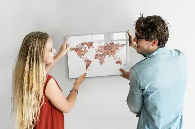 Magnetic marker board with old map on brick print