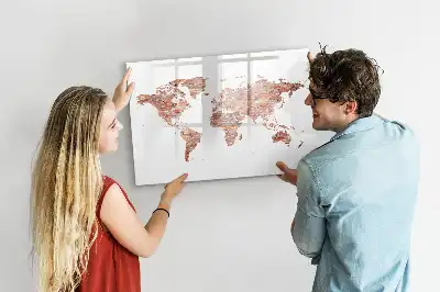 Magnetic marker board with old map on brick print