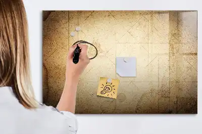 Magnetic marker board with an old world map design
