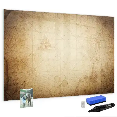 Magnetic marker board with an old world map design