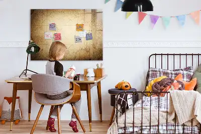 Magnetic marker board with an old world map design