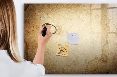 Magnetic marker board with an old world map design