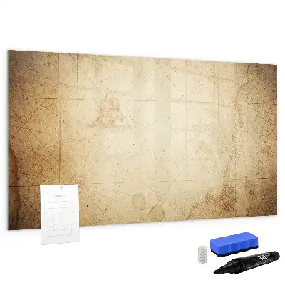 Magnetic marker board with an old world map design