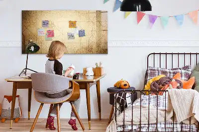 Magnetic marker board with an old world map design