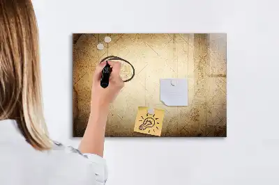 Magnetic marker board with an old world map design