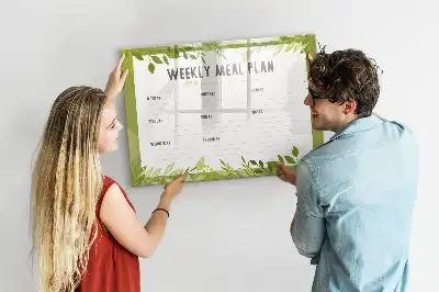 Magnetic glass dry erase board weekly menu planner