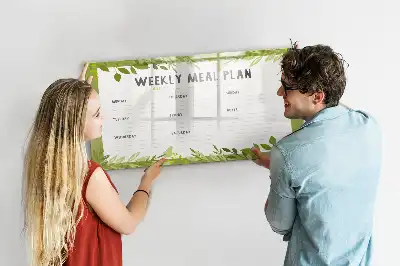 Magnetic glass dry erase board weekly menu planner