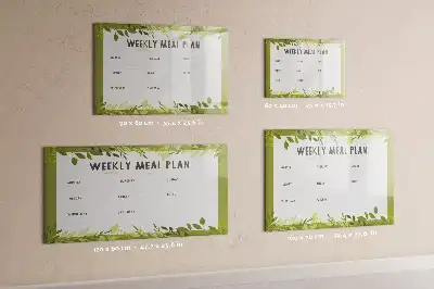 Magnetic glass dry erase board weekly menu planner