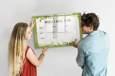 Magnetic glass dry erase board weekly menu planner
