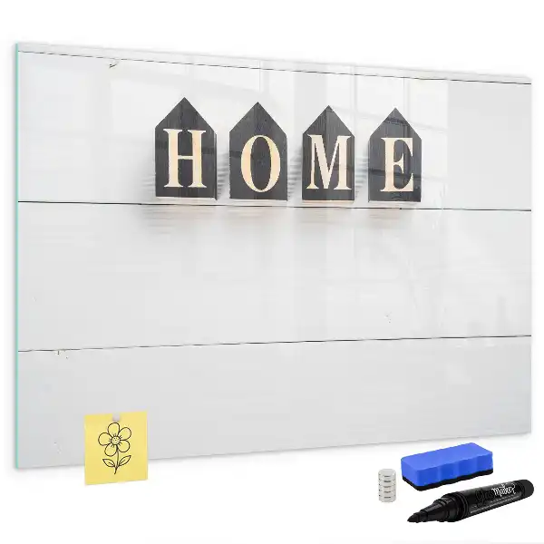Magnetic glass dry erase board Home text design