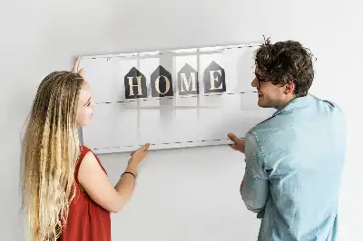 Magnetic glass dry erase board Home text design