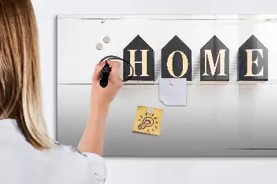 Magnetic glass dry erase board Home text design