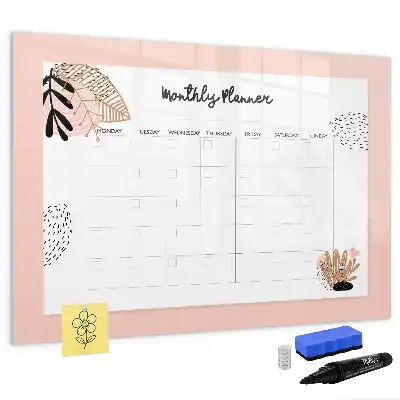 Magnetic marker board with floral planner design