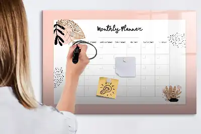 Magnetic marker board with floral planner design