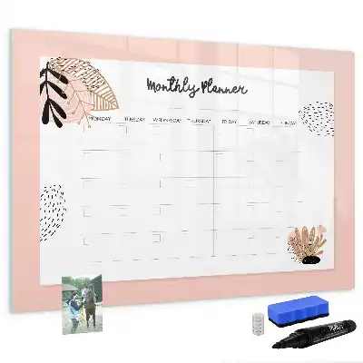 Magnetic marker board with floral planner design