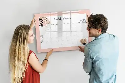 Magnetic marker board with floral planner design