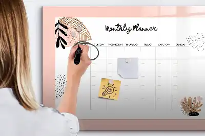 Magnetic marker board with floral planner design