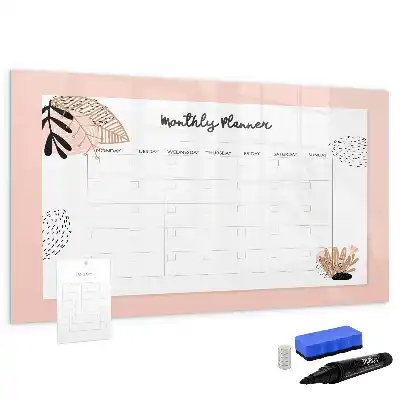 Magnetic marker board with floral planner design