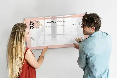 Magnetic marker board with floral planner design
